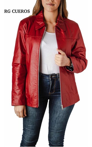 Campera Amplia Clásica Cuero Vacuno Legítimo Mujer Rg Cueros