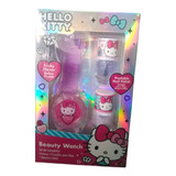 Hello Kitty Set 2 Esmaltes + 1 Bálsamo Labial Reloj Gatita