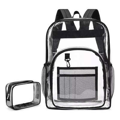 Conjunto De Mochila Ecológica De Pvc Transparente De Dos Piezas Mochila Escolar Transparente Para Estudiantes Mochila Transparente Tipo Jelly Liso