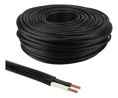 Cable Uso Rudo 2x10 Alucobre Keer Rollo 100m Antiflama Color De La Cubierta Negro