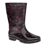 Bota De Lluvia Elega Mx16011 Color Negro Para Mujer Tx6