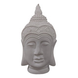 Cabeça Rosto Buda Tibetano Pendurar Parede Gesso Cru 38x21cm