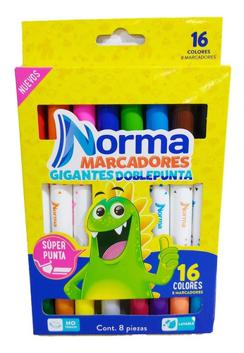 Marcadores Plumones Gigantes Doble Punta X 8 Norma