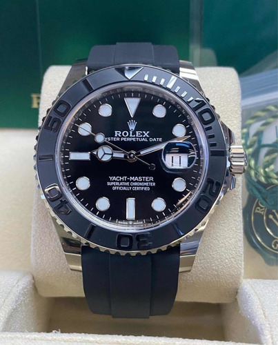 Relógio Rolex Yacht Master Prata 42mm Borracha Caixa Simples