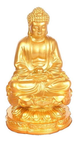 Buda Shakyamun Meditando Poliresina Dorada 11x7cm Feng Shui