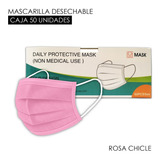 Mascarilla Desechable 3 Capas / Rosa Pastel / Adulto