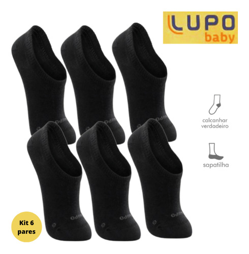 Meia Infantil Soquete Unissex Original Lupo Kit 6pares 24a35