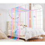 Wanfaso Cortina De Cama Con Dosel De Princesa Arcoiris, Cene