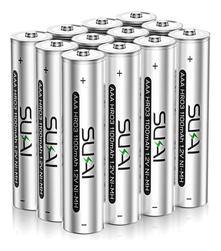 Paquete De 12 Baterías Recargables Aaa 1100mah 1.2v De Alta