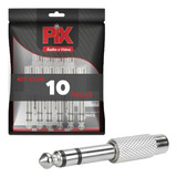 10x Plug Adaptador P10 Estéreo P/jack Rca Fêmea Profissional