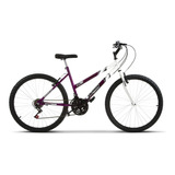 Bicicleta  De Passeio Ultra Bikes Bike Aro 26 Bicolor 18 Marchas Freios V-brakes Cor Lilás/branco