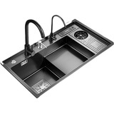 Fregadero Cocina Tarja Negro Acero Inoxidable 82x46