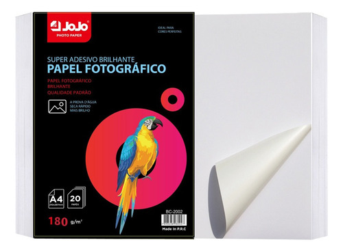 100 Folhas Papel Foto Glossy Adesivo A4 180g Premium Origina