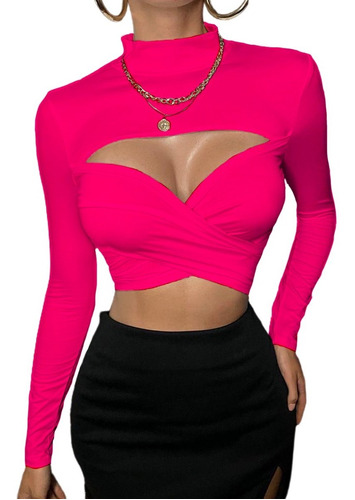 Blusa Crop Top Cruzado Sexy Para Dama De Moda Casual