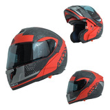 Casco Abatible Moto Mt Helmets Atom Sv Adventure Rojo/ Gris Color Rojo Tamaño Del Casco L (59-60 Cm)