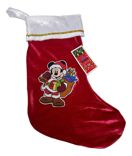 Decoração Meia Mickey Disney De Natal Bota Papai Noel
