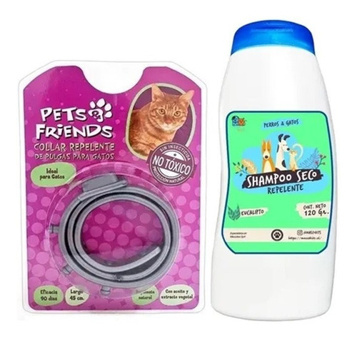 Mini Kit Para Gato Collar Antipulgas +shampoo Repelente