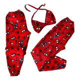 Duo De Pijama Para Pareja Kitty Spider Rojo