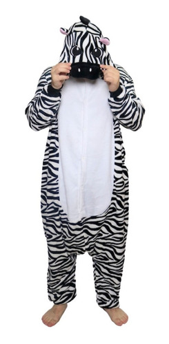 Pijama Mameluco Zebra Con Gorrito Adulto