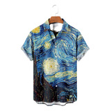 Camisa Hawaiana Unisex Retro De Van Gogh, Camisa De Playa Pa