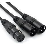 Cable Divisor 3 Pines Xlr Hembra A Doble Xlr Macho, 1.5 P...