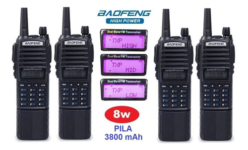 8w 4 Radios Baofeng Uv-82 Hp Con Pila 3800 Mah 