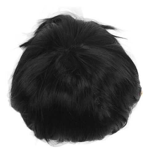 Peluca De Reemplazo De Cabello Para Hombre, Color Negro, Con