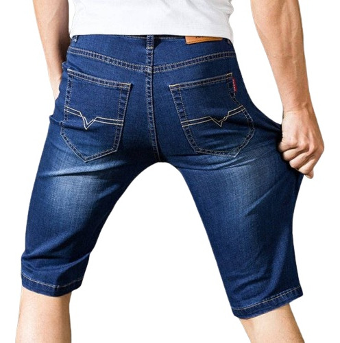 Pantalones Cortos De Mezclilla Para Hombre De Corte Ajustado