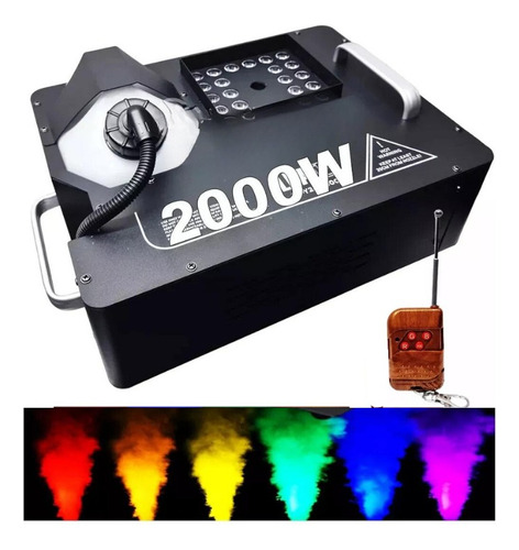 Máquina De Fumaça 2000w  Luz Rgb 24 Led C/ Controle Lky24