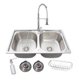 Kit Cuba Dupla Gourmet Cozinha Aço Inox E Torneira Gourmet