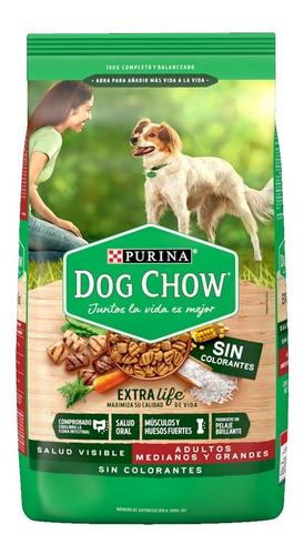 Dog Chow Perro Adulto Sin Colorantes Med/grd X 21kg + Envio