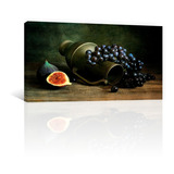 Cuadro Decorativo Bodegones Canvas Higo Con Uvas Y Jarron