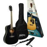 Guitarra Acústica Washburn, Diestra, Negra (gwa Ad5cepack-bk