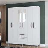 Guarda Roupa Casal 6 Portas 2 Gavetas Multi Poquema Cor Branco