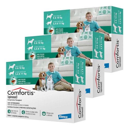 Combo Comfortis Cães 9 A 18kg Gatos De 5,4 A 11kg - 3 Comp.