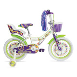 Bicicleta Cross Infantil Benotto Infantil Flower Power R16 Único 1v Frenos V-brakes Color Blanco Mate/morado Con Ruedas De Entrenamiento