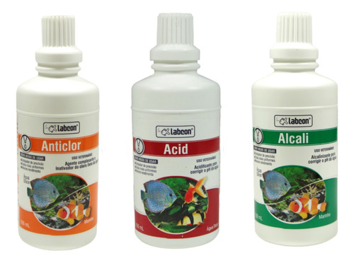 Kit 1 Anticlor 100ml + 1 Acid 100ml + 1 Alcali 100ml - Alcon