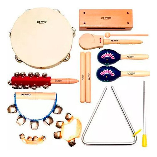 Bandinha Rítmica Musicalização Infantil Kit 9 Pecas Com Bag 