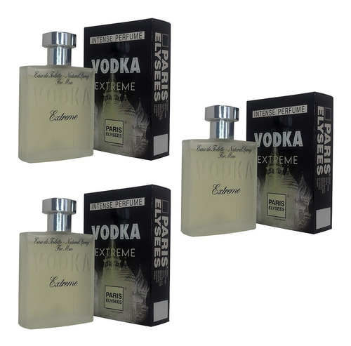 Kit Com 3 Perfumes Vodka Extreme For Men Masculino 100ml Atacado