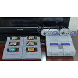 Consola Super Nintendo 1991 Completo Con 6 Juegos Original 