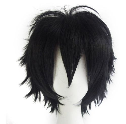 Peluca Corta Negra Para Cosplay De Halloween Para Hombre