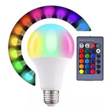 Lâmpada Led Rgb 15w Bivolt E27 Com Controle Remoto