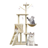 Mueble Rascador Para Gato Casa Juguete Escalera Hamaca 138cm