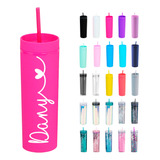 Paquete 4 Vasos Skinny Personalizados Con Popote