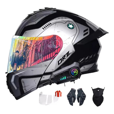 Banna Bt3 Tk-Ykj-Cj-Tmj Casco con Auriculares Bluetooth Incluyen Máscara y Guantes Certificados Dot para Moto de Calle Bicicleta de Carreras M | Envío gratis
