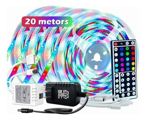 Led Multicolor Luces Led Rgb 20m Control Decorar Cuarto Y