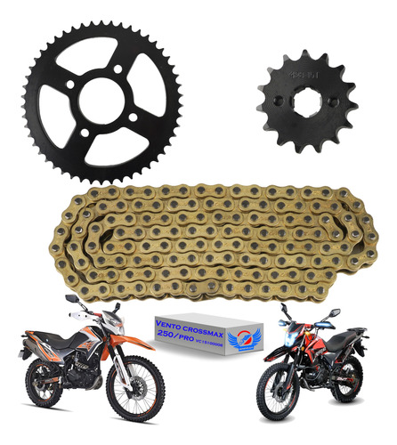 Kit Arrastre Sprock Vento Crossmax 250/pro Cadena Reforzada