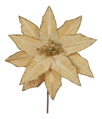 Flor Poisentia C/glitter (dourado) 23cm