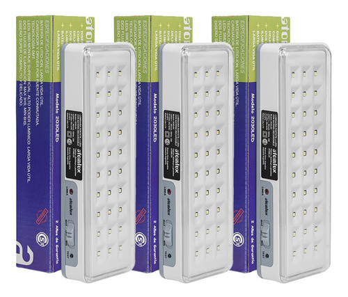 Luz Emergencia Atomlux Bateria Litio 30 Leds Fria Pack X3