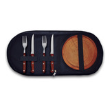 Set Camping Trento 2 Personas Cuchillo Tenedor Plato Estuche